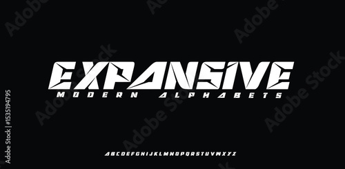 Expansive Modern minimal logo alphabet font. Abstract scifi science futuristic typography sport, technology, fashion, digital, future creative logos fonts. vector illustration