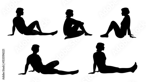 set of a group of business people sitting in various poses