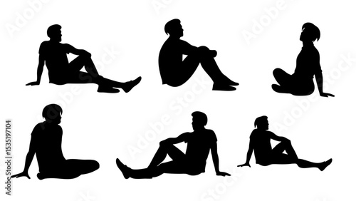 set of a group of business people sitting in various poses