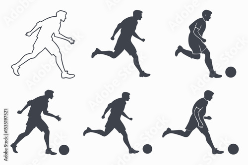 Wallpaper Mural Soccer player silhouettes kicking football isolated against a white background illustrative design Torontodigital.ca