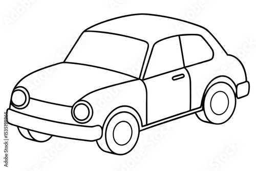 Classic Car Drawing Simple Line Art Illustration of a Vintage Automobile
