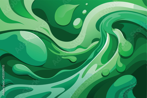 Abstract Green Liquid Swirl Dynamic Fluid Motion Design