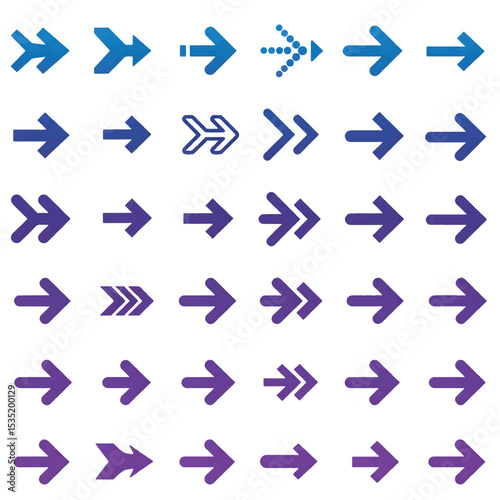 Arrow sign and symbol vector icon set for web design with direction buttons