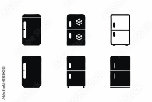 set of Fridge icon vector silhouette illustration isolated on white background