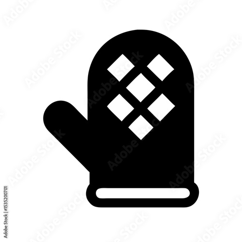 Black Oven Mitt Icon with Diamond Pattern for Kitchen Blogs, Cooking Websites, Recipe Cards, Culinary Education, and Home Cooking Awareness  