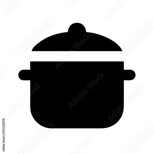 Black Soup Pot Icon on Simple Background for Cooking Blogs, Recipe Websites, Kitchen Designs, Food Education, and Culinary Content  