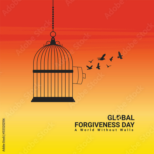 Forgiveness Day logo banner poster freedom peace love care safe concept idea graphic design vector template illustration social media web post flyer card wish theme. A World Without Walls