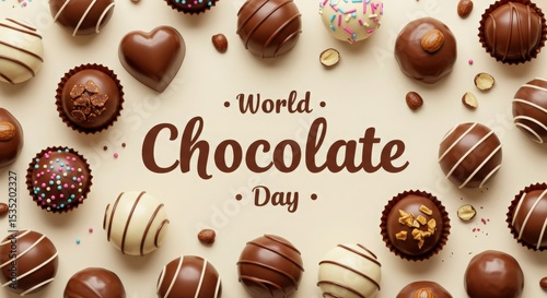 Assorted chocolate candies for world chocolate day