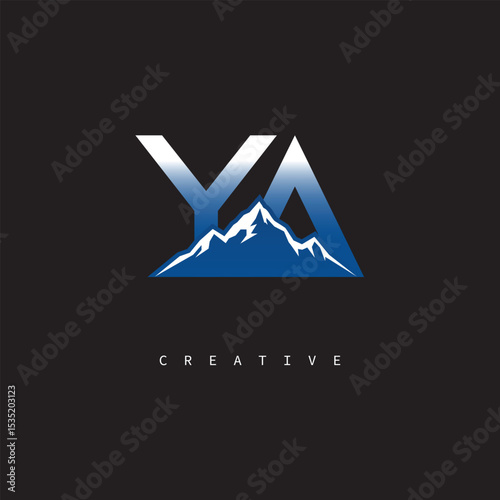 YA Creative Mountain Logo – Bold Gradient Letter mark Branding Design for Business & Outdoor Brands