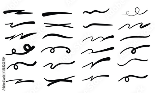 Squiggle brush scribble underline. swoosh brush underline set for accent. Vector illustration