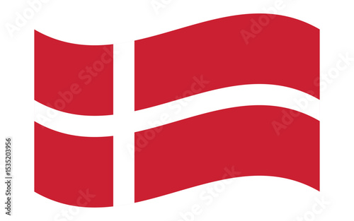 Waving Denmark Flag – National Flag of Denmark in Vector Illustration Style. Flag icon of Denmark.