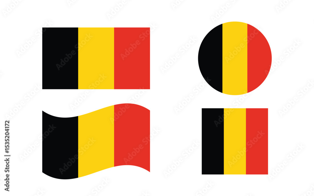 Fototapeta premium Belgium Flag Icon – Official National Flag of Belgium in Flat Vector Style with Standard Colors and Proportions. 