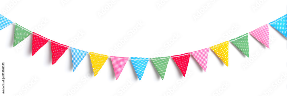 Obraz premium Colorful Bunting Flags Party Decoration Isolated on White