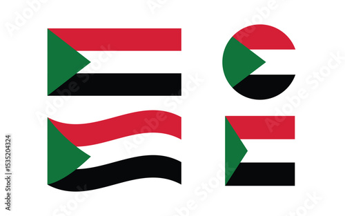 Sudan Flag Icon – Official National Flag of Sudan in Flat Vector Style with Standard Colors and Proportions.