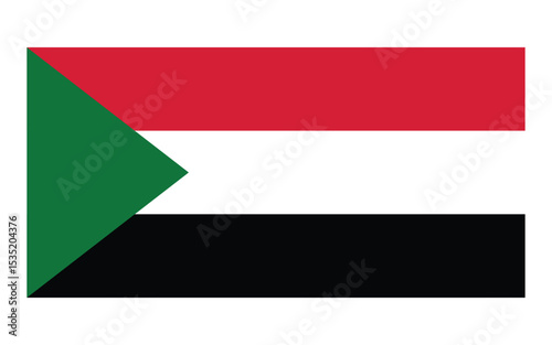 Flag icon of  Sudan.  Sudan Official National Flag. Flat Digital Vector Illustration of  Sudan Flag and National Emblem. Rectangular  Sudan Flag Icon – Standard Size and Colors.