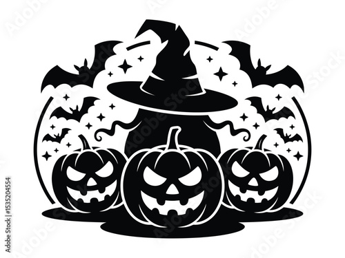 Halloween Silhouettes Vector Pack: Spooky Houses, Witches and Ghosts