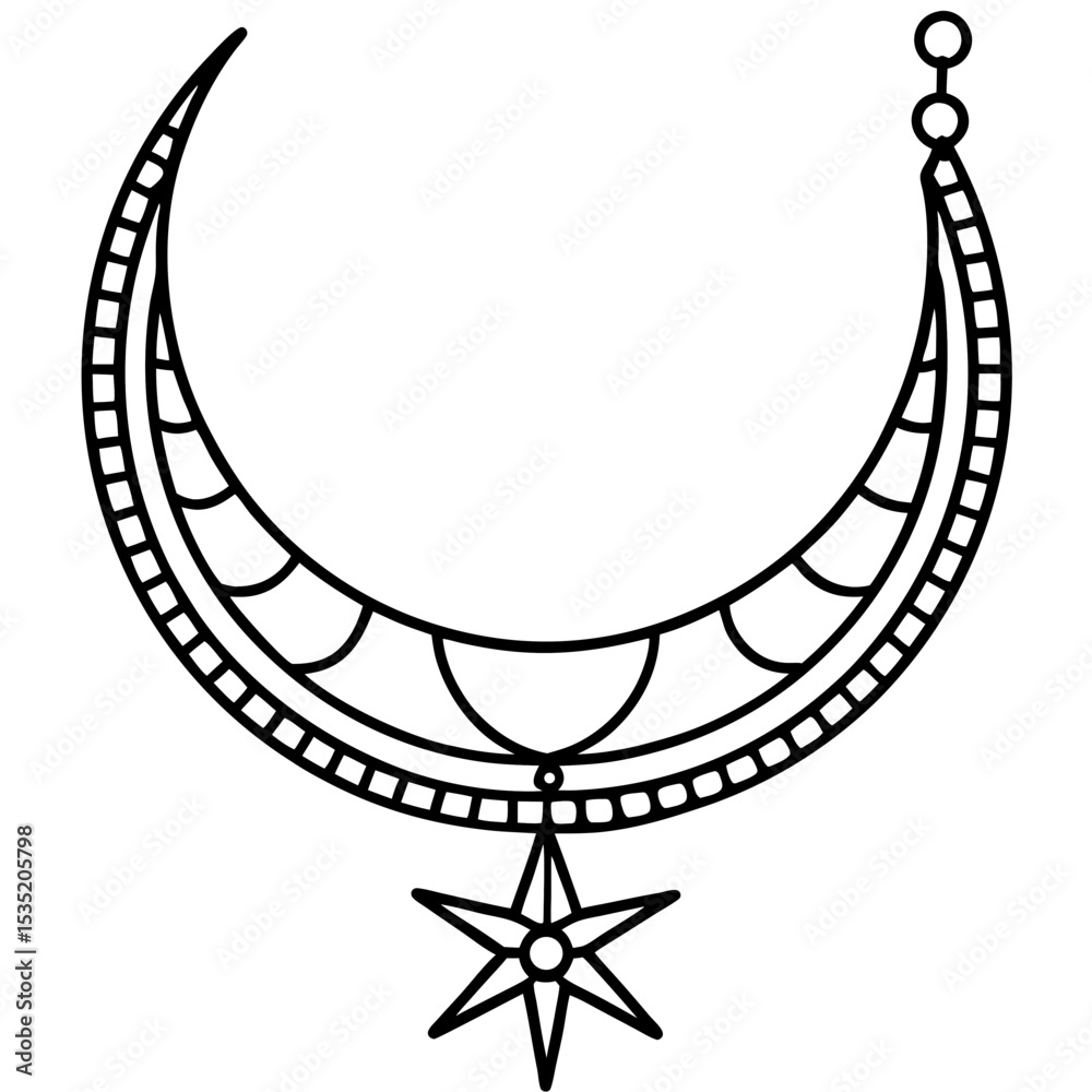 Fototapeta premium Mystic Moon Pendant Outline