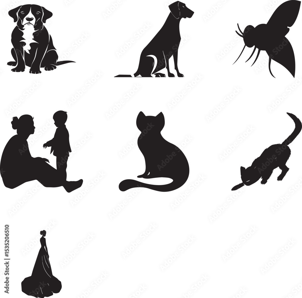 Obraz premium black silhouettes of vector