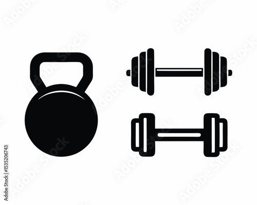 set of Weight barbell icon vector silhouette illustration isolated on white background