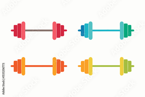 set of Weight barbell icon vector silhouette illustration isolated on white background