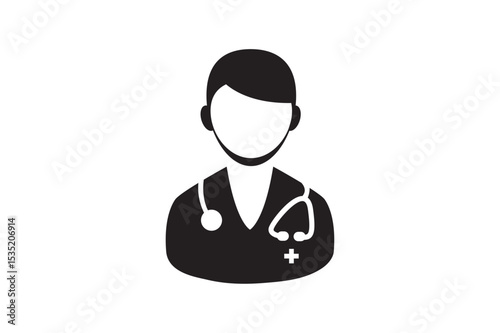 Doctor Icon. A male Doctor icon both wearing stethoscopes.The minimalistic black and white Doctors icon