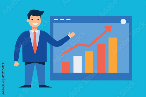 Startup Pitch Presentation with Investors, Financial Growth Chart, Modern Vector Design