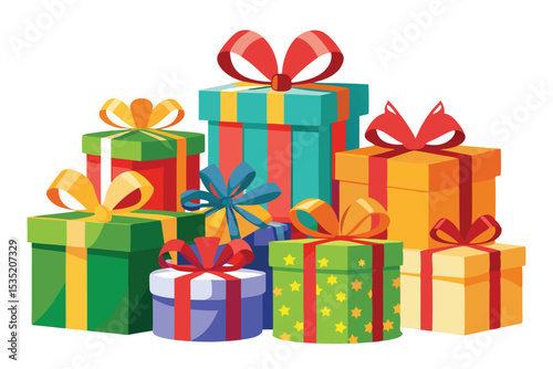 A Colorful Pile of Wrapped Gifts Festive Presents for Celebration