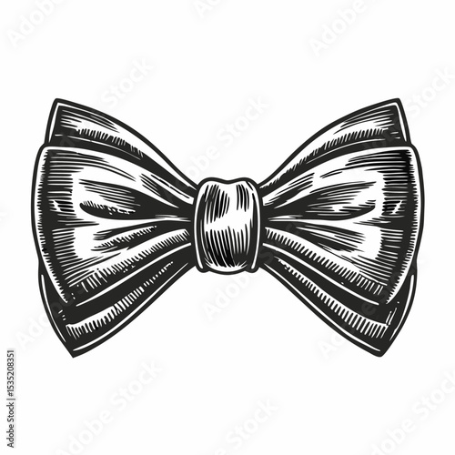 Classic bow tie illustration. Elegant black and white bow tie design.  Stylish bow tie perfect for barbershop branding and logo design.
