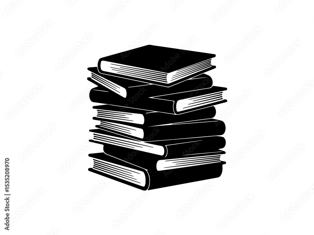 stack of books isolated