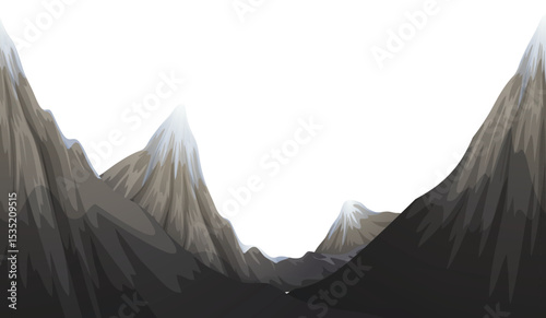 Majestic Mountainscape: An illustrated vista unveils the raw beauty of mountainous terrains, evoking feelings of tranquility and vastness.