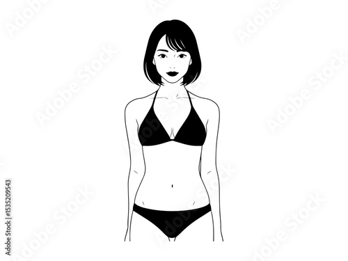 Japanese model girl in a Bikini dress