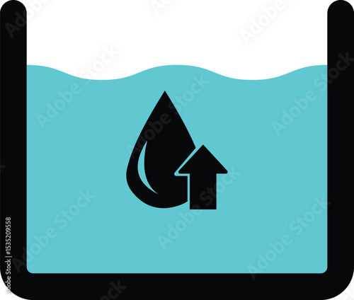 Rise in water level icon. isolated on white background. Vector. water icon with a drop and arrow