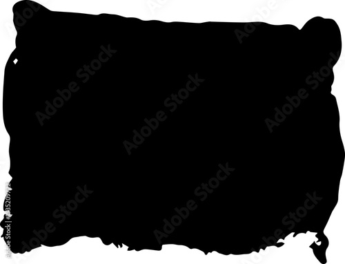 Abstract black rectangular stamp brush. Paint bold brush stroke, hand drawn thick grunge rectangle shape. Black ink brush stroke and banner. 
