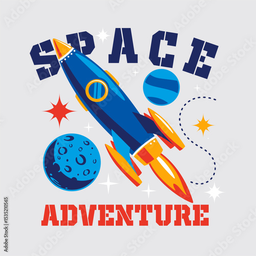 Space adventure outer space  hand drawn illustration