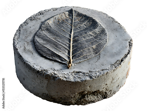 Wallpaper Mural Concrete base featuring an embedded leaf design. Torontodigital.ca