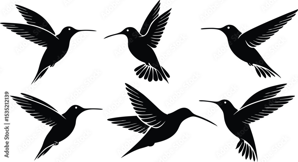 Obraz premium dark silhouette birds flying, monochrome minimalist bird illustration, vector graphic design birds, stark black and white bird silhouette art 