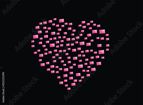 pink love formed by a raised square on a black background