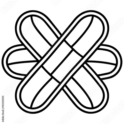 Minimalist Crossed Pills Outline Vector Art