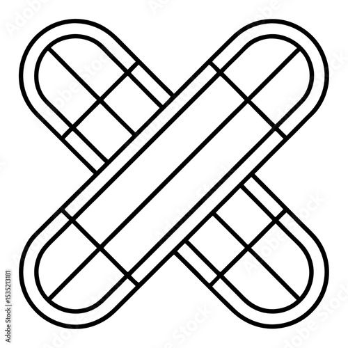 Minimalist Crossed Pills Outline Vector Art