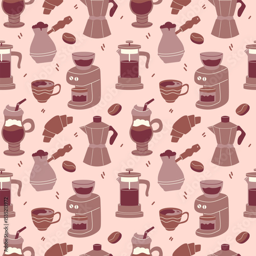 Coffee background in flat style. Vector illustration