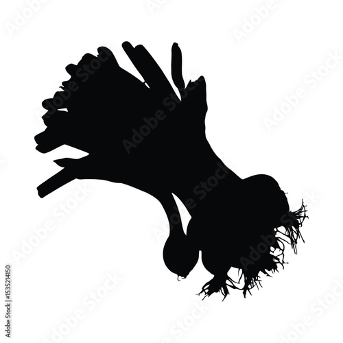 Artistic black silhouette of a unique and abstract composition against a white background