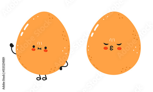 Two charming cartoon Eggs expressing different emotions, perfect for a fun design.