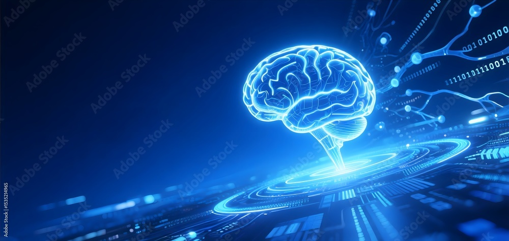 Fototapeta premium AI deep learning, brain-computer interface innovation technology, future technology background