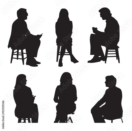 anonymous interview silhouette set, Black & White silhouette set