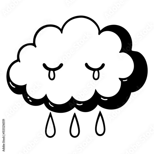 Minimalist Grief Cloud Line Art Vector