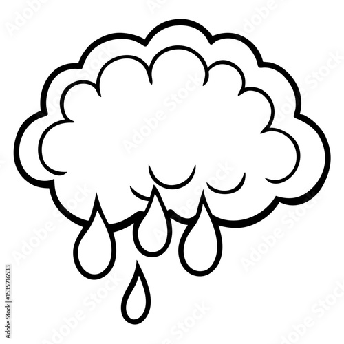 Minimalist Grief Cloud Line Art Vector