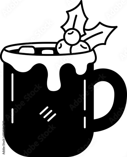 black and white illustration of a hot chocolate