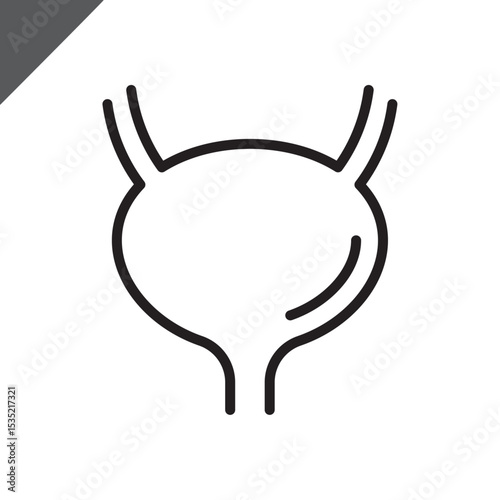 Bladder linear icon. Human body / Urinary System /Internal organ / Anatomy. Sign for presentations, scientific medical works, apps, projects, medicine, health.Editable stroke.Vector flat illustration.