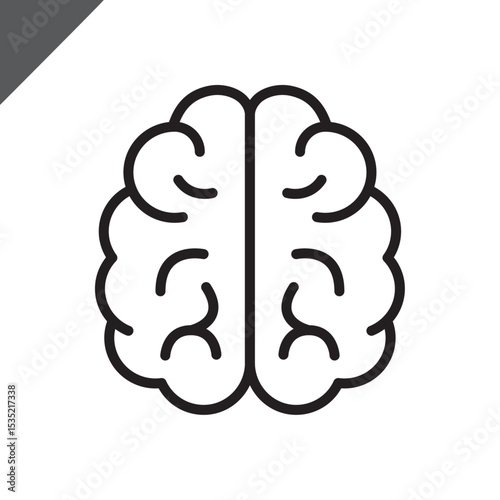 Brain linear icon. Human body / Memory / Thinking  /Intelligence/Internal organ / Anatomy.Sign for presentations, scientific medical works, projects, medicine.Editable stroke.Vector flat illustration.