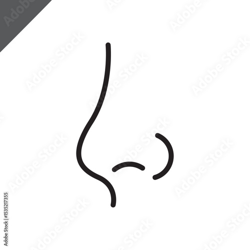 Nose linear icon. Human Sensory Organ / Anatomy / Smell. Sign for presentations, scientific medical works, apps, projects, medicine, health. Editable stroke. Vector flat illustration.